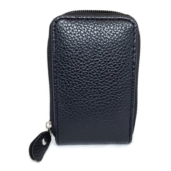 Black Mini Credit Card Case - Multi Card Slot Card Holder Wallet with ID Window - Picture 2 of 14